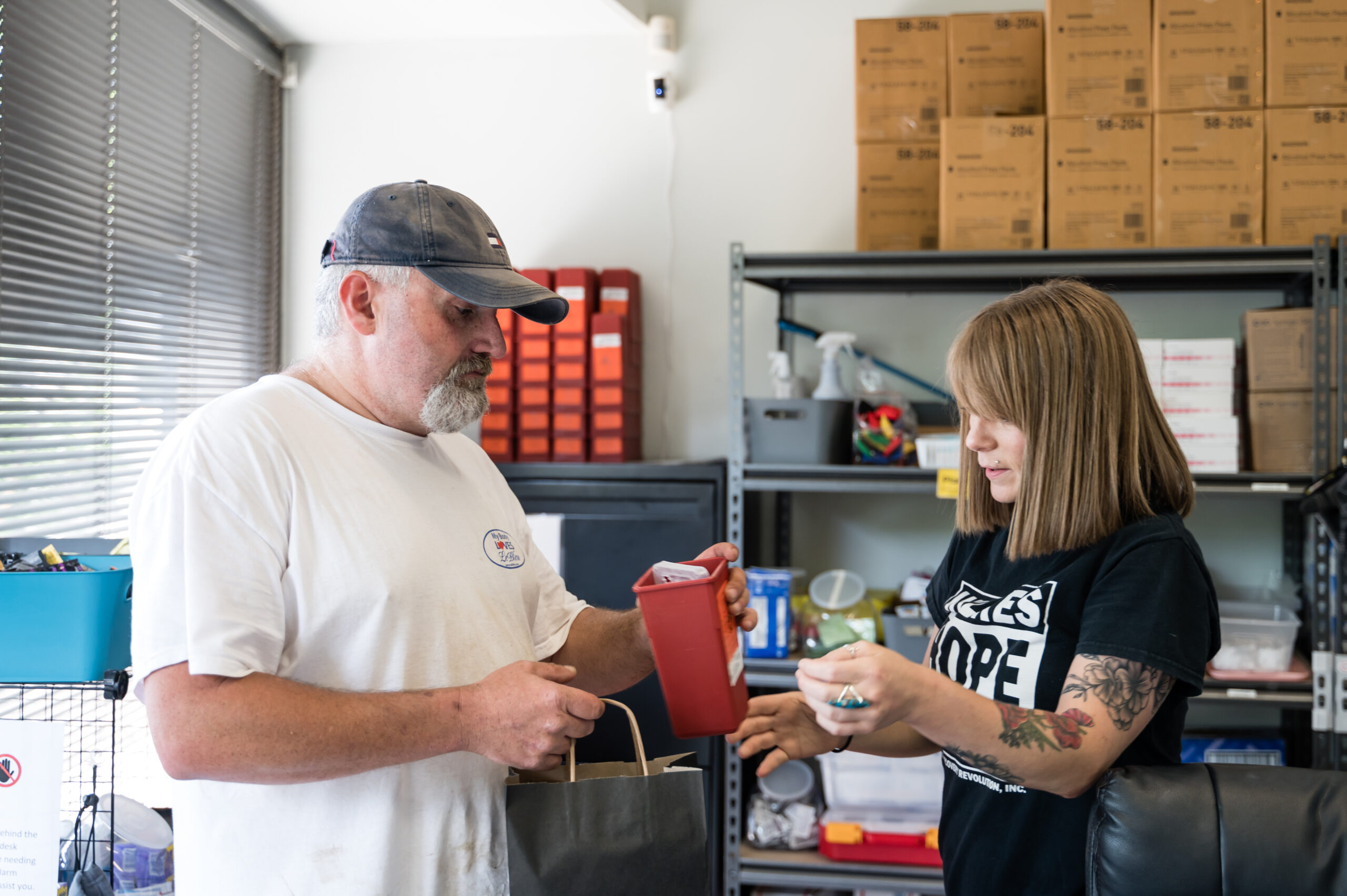 Ericka Minton, a harm reductionist at WRR, provides assistance to peers in recovery, including syringe exchange, wound care and free Naloxone kits, which reverse opioid overdoses.